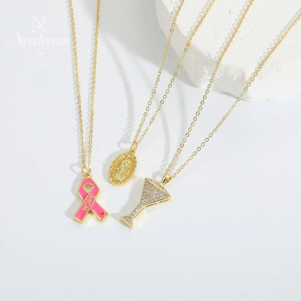 Breast Logo Pink Scarf Shaped Necklace