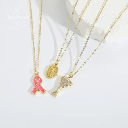 Breast Logo Pink Scarf Shaped Necklace