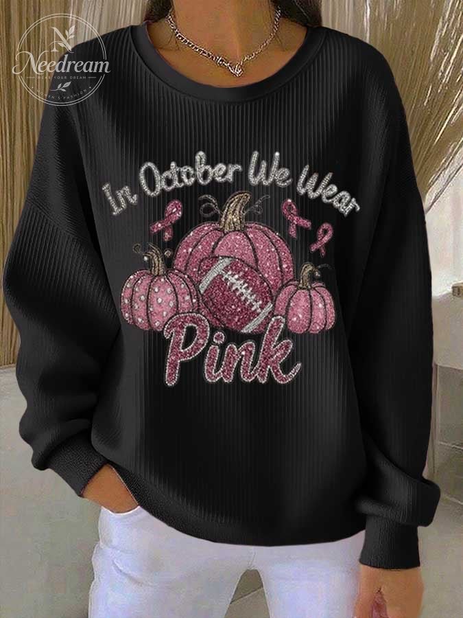 Women's October We Wear Pink Printed Casual Sweatshirt