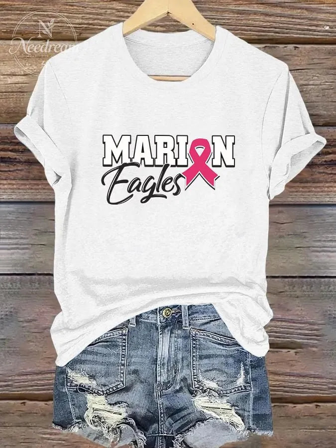 Women's Casual Breast Cancer Awareness Crew Neck Short Sleeve T-Shirt