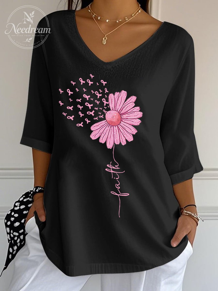 Women's Breast Cancer Faith Wrinkle Top