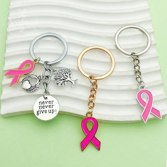 Pink Ribbon Breast Keychain