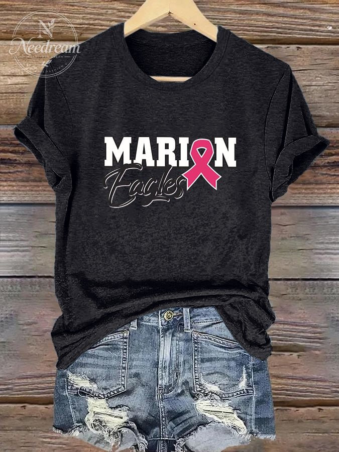 Women's Casual Breast Cancer Awareness Crew Neck Short Sleeve T-Shirt