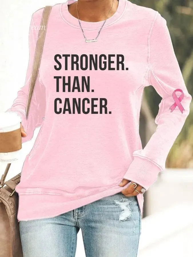 Women's Breast Cancer Awareness Print Casual Sweatshirt