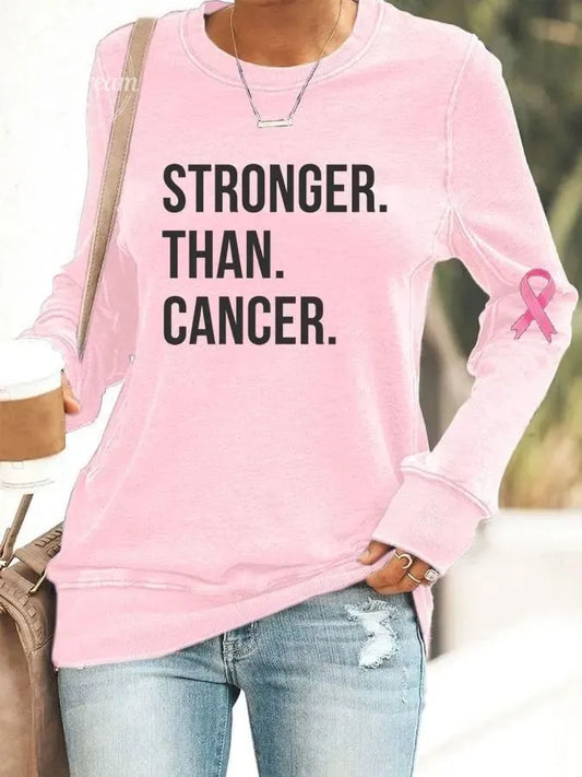 Women's Breast Cancer Awareness Print Casual Sweatshirt