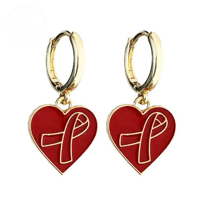 AIDS HIV Awakening Day Red Ribbon Care Activity Earrings