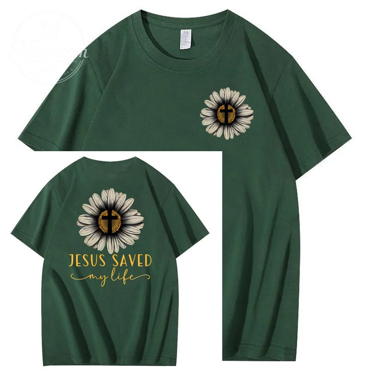 Jesus Saves My Life Pattern100% Cotton T-Shirt