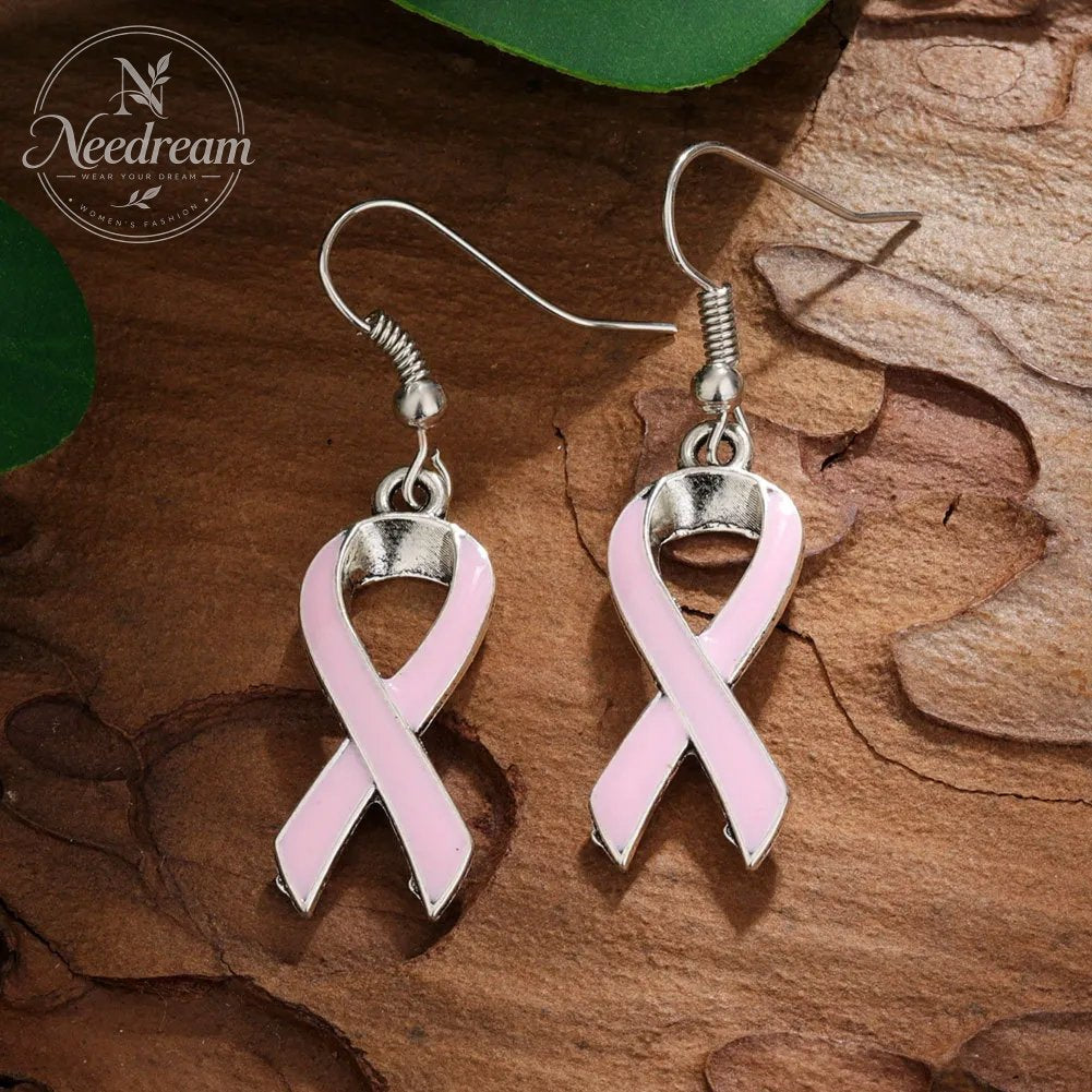 Vintage Drip Oil Love Ribbon Earrings