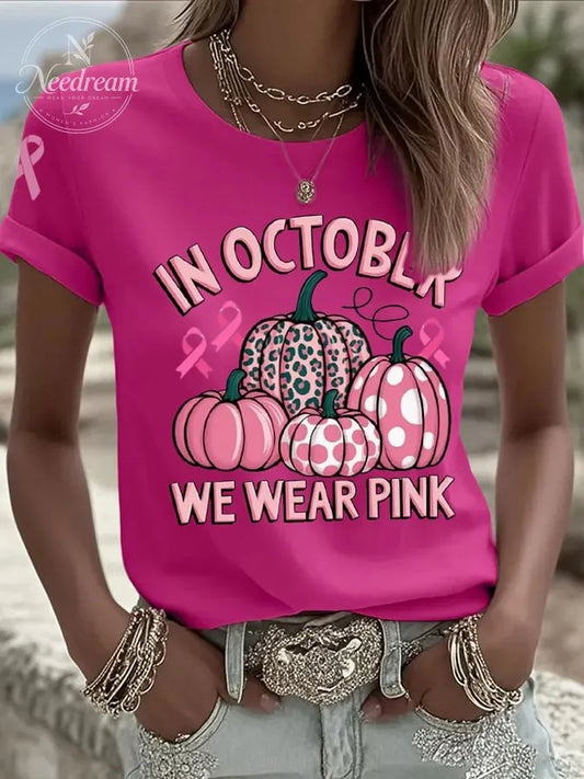 Women's Casual October we wear pink  T-Shirt
