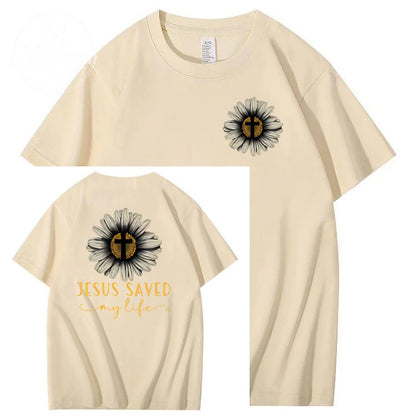 Jesus Saves My Life Pattern100% Cotton T-Shirt