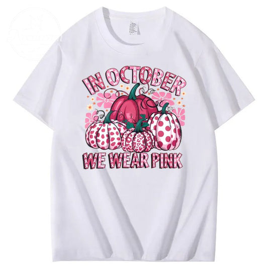 In October We Wear Pink Pattern100% Cotton T-Shirt