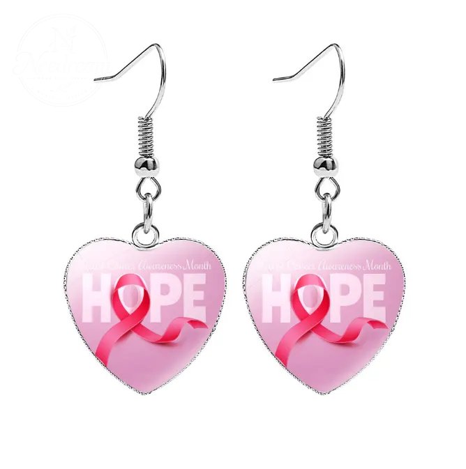 AIDS Breast Prevention Badge Earrings
