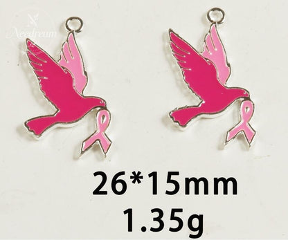 Breast Cancer Awareness Warrior Pink Alloy Pendant Accessory(Two Pack)