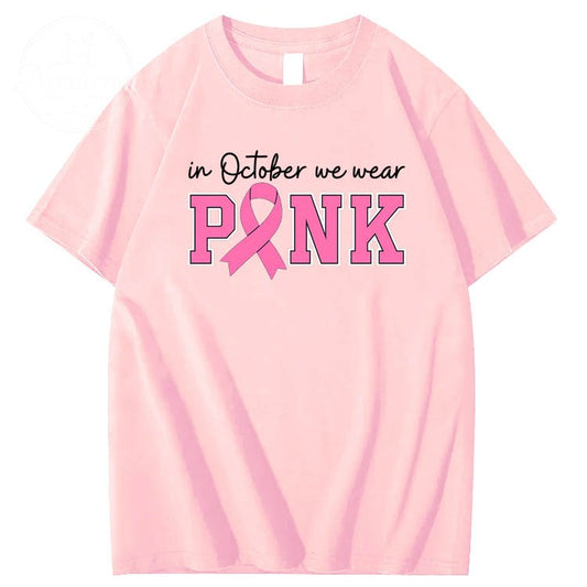 In October We Wear Pink Pattern100% Cotton T-Shirt