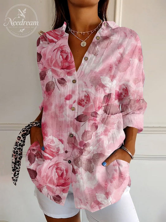 Breast Cancer Awareness Month Pink Printed Casual Long Sleeve Shirt