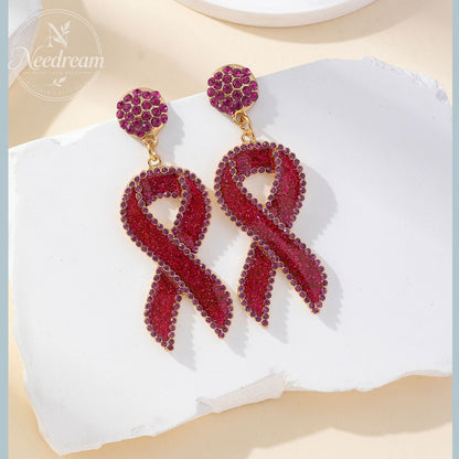 Red Ribbon Love Milk Day Holiday Drip Oil Set Diamond Earrings