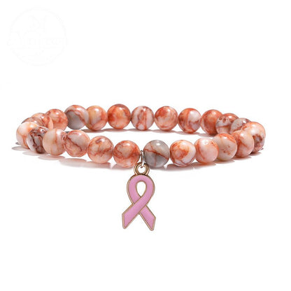 Pink Chalcedony Cat Eye Stone Bead Bracelet