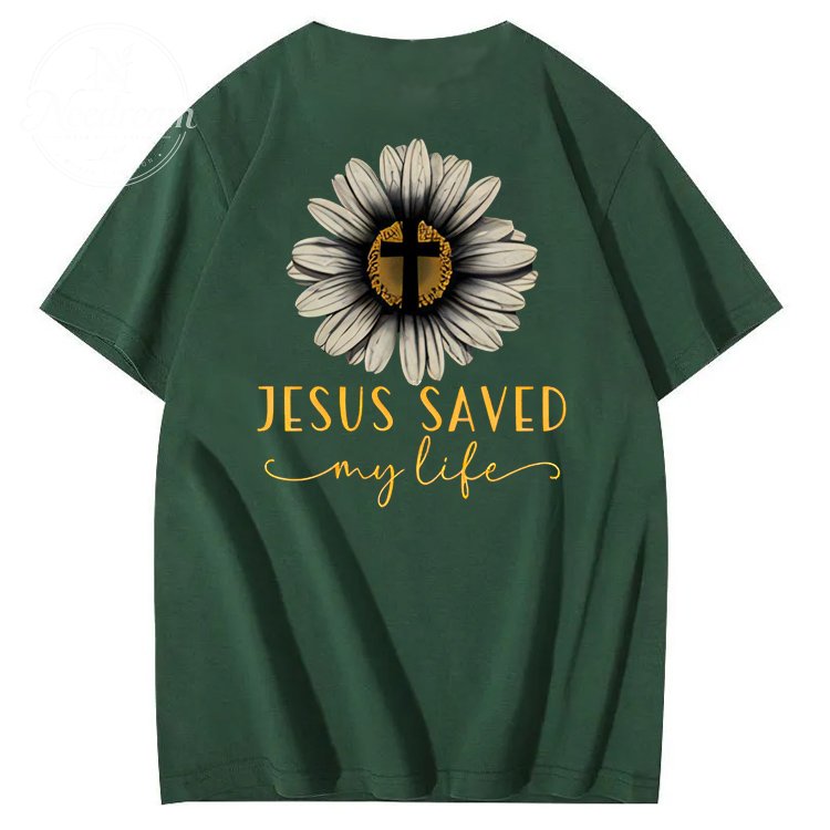 Jesus Saves My Life Pattern100% Cotton T-Shirt
