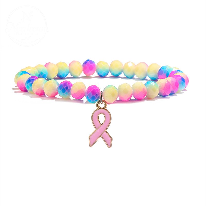 Pink Agate Cat Eye Stone Bead Heart-Shaped Bead Bracelet