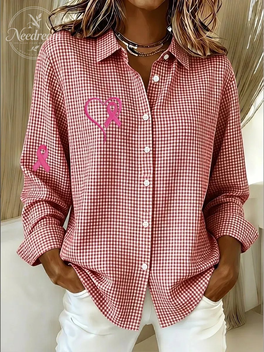 New Arrival🔥 Women's Casual Gingham Long Sleeve Button Down Shirt