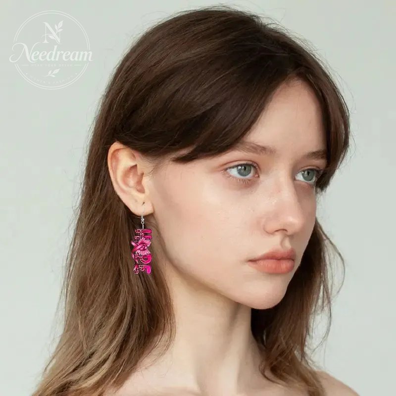 Pink Bow Ribbon Earrings