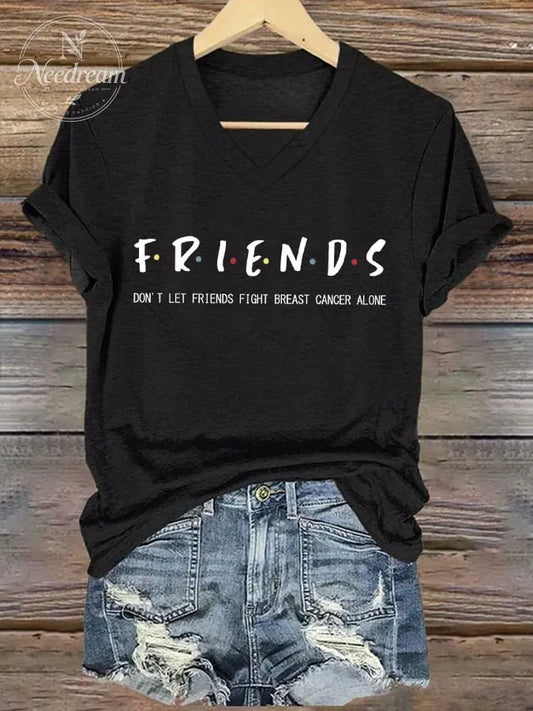 Women's Don't Let Friends Fight Breast Cancer Alone Print T-Shirt