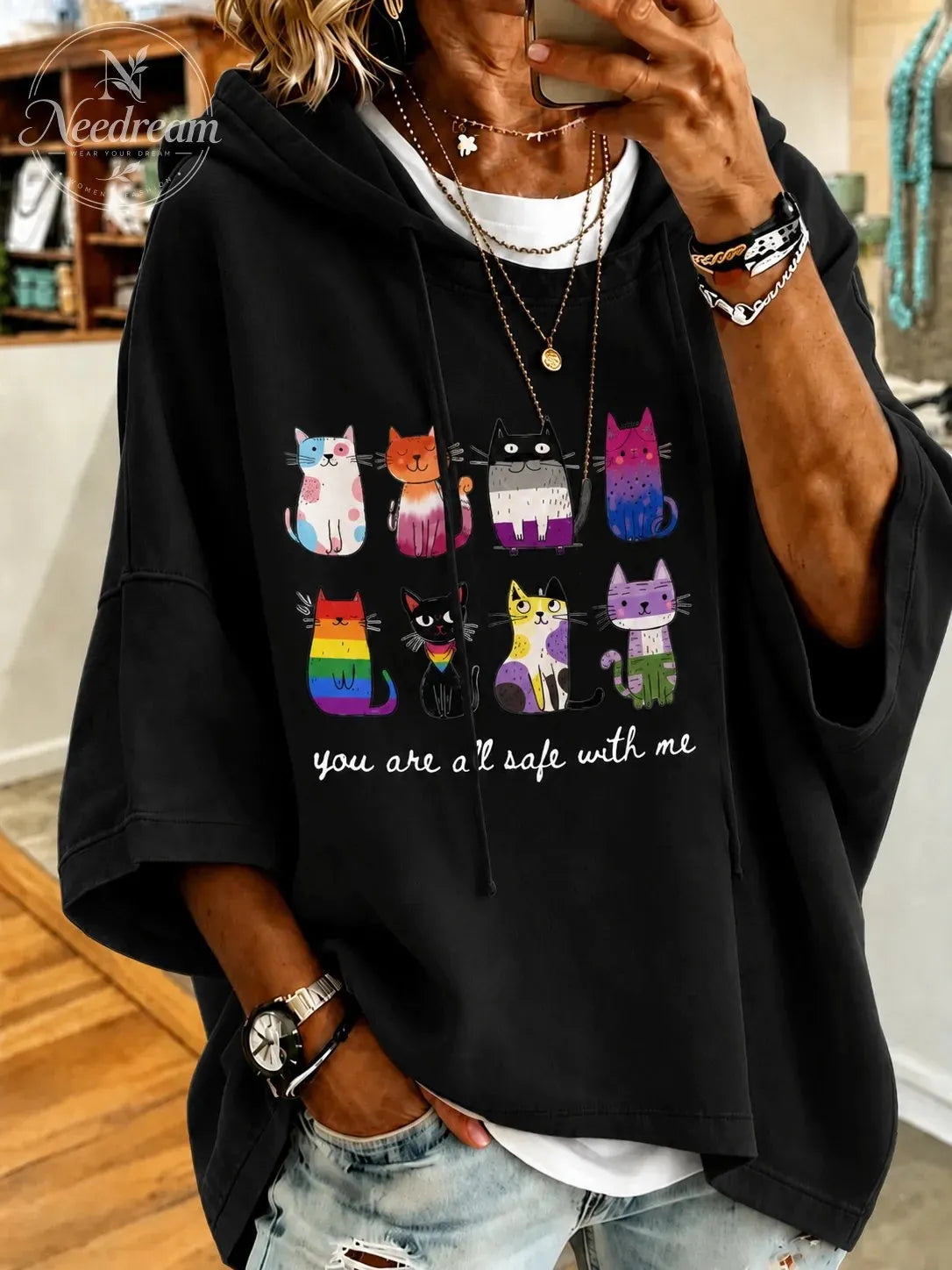 Women'S You Are All Safe With Me Oversized Hoodie