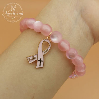 Faith, Hope, Care For Women'S Health, Pink Ribbon Bracelet