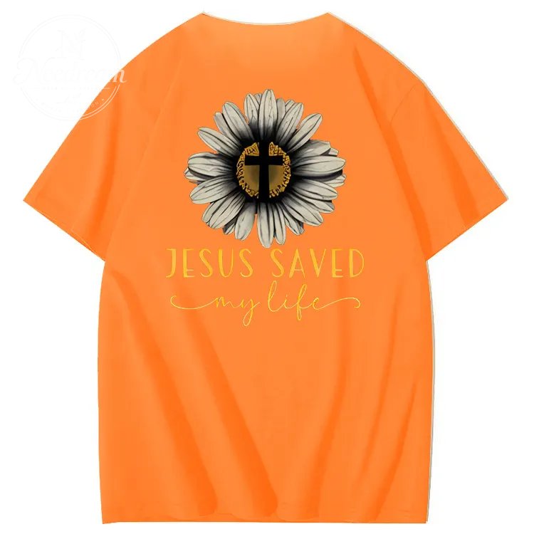 Jesus Saves My Life Pattern100% Cotton T-Shirt