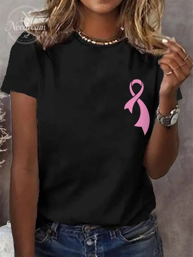 Women's Back The Pink American Falg Breast Cancer Awareness Warrior Tee