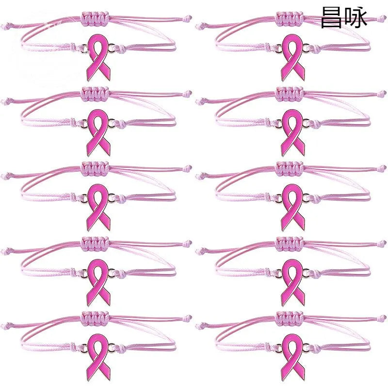 Bracelet Care For Women's Health Love Milk Day Hand Woven Hand Rope Pink Ribbon Bracelet