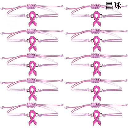 Bracelet Care For Women's Health Love Milk Day Hand Woven Hand Rope Pink Ribbon Bracelet
