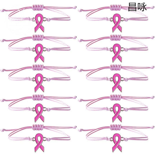Bracelet Care For Women's Health Love Milk Day Hand Woven Hand Rope Pink Ribbon Bracelet