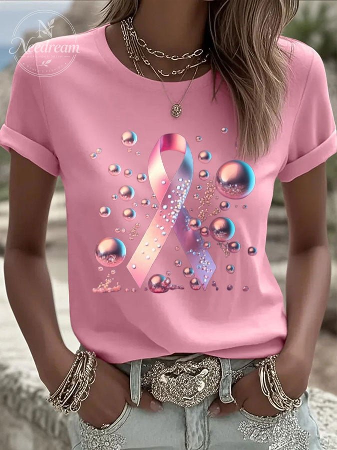 Women's  Breast Cancer Print T-Shirt