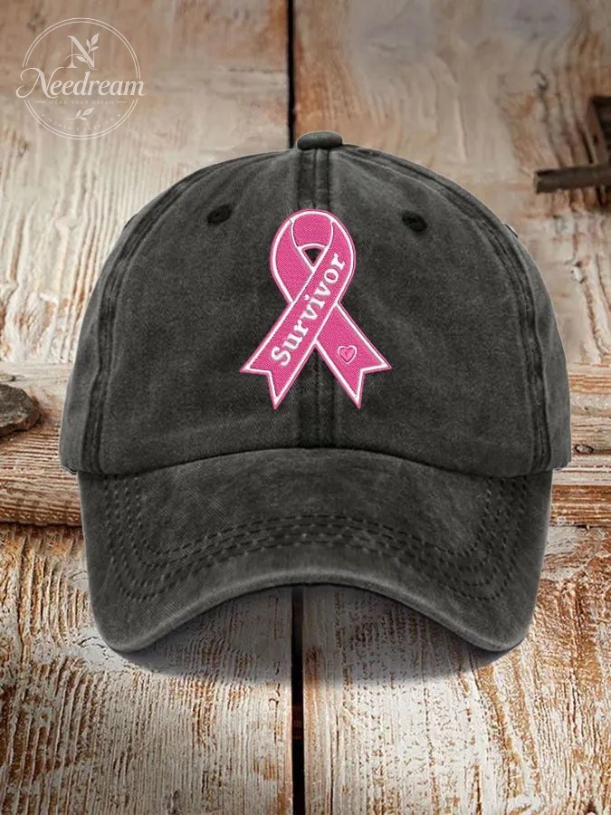 Unisex Breast Cancer Awareness Survivor Pink Ribbon Print Hat