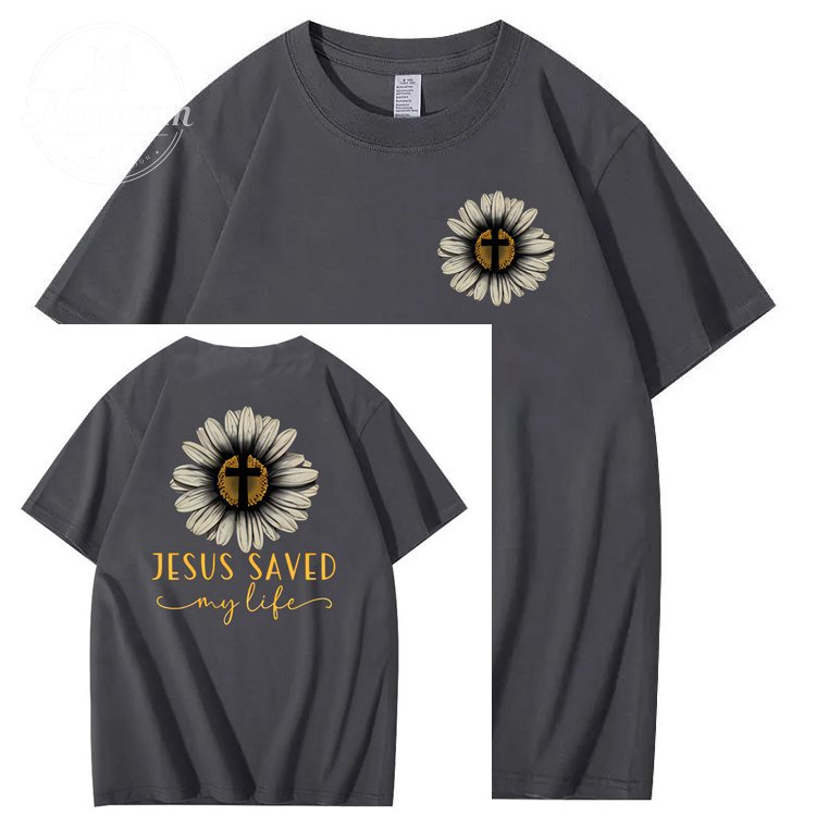Jesus Saves My Life Pattern100% Cotton T-Shirt