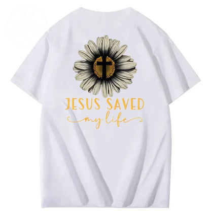 Jesus Saves My Life Pattern100% Cotton T-Shirt