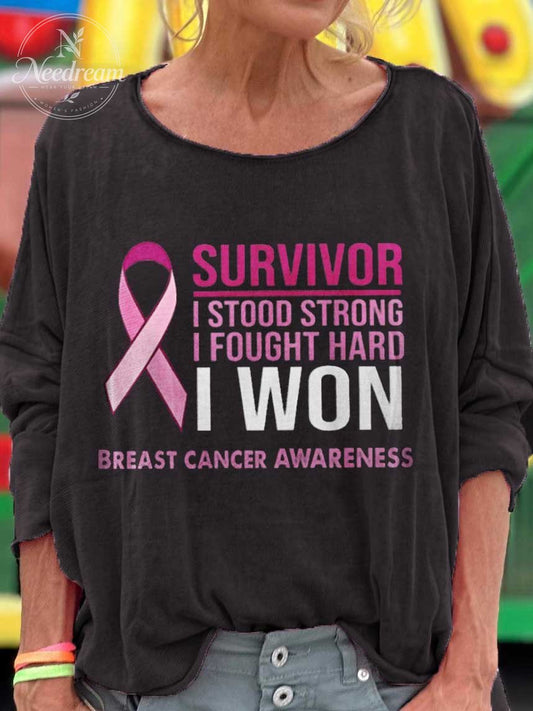 SURVIVOR I STOOD STRONG I FOUGHT HARD I WON BREAST CANCER AWARENESS T-shirt