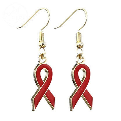 AIDS HIV Awakening Day Red Ribbon Care Activity Earrings