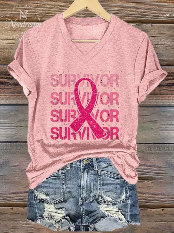 Women's Breast Cancer Printed Casual T-Shirt