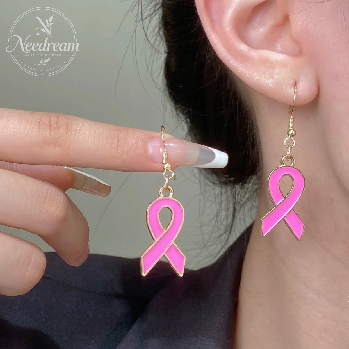 Pink Bow Ribbon Earrings