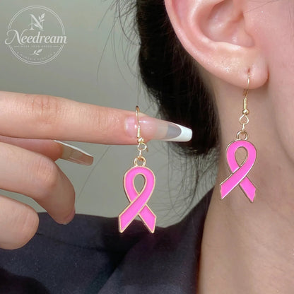 Pink Bow Ribbon Earrings