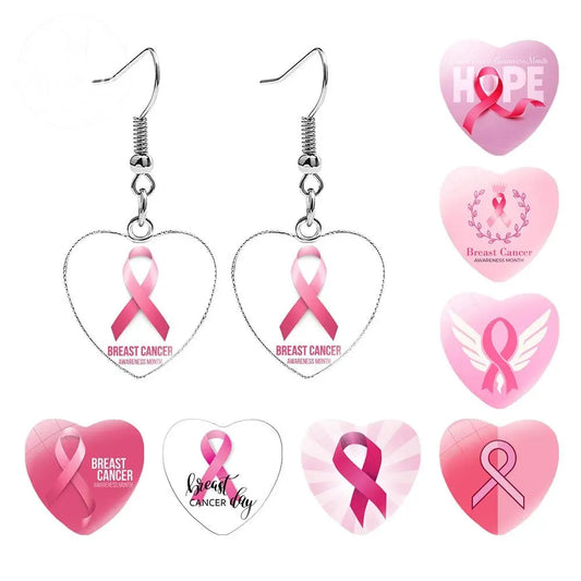 AIDS Breast Prevention Badge Earrings