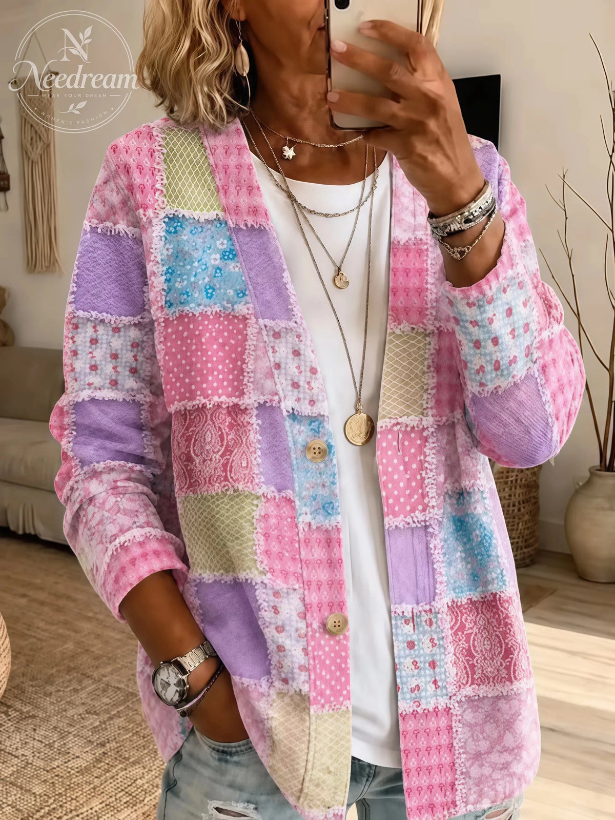 Women's Casual Long-Sleeve Button-Front Cardigan