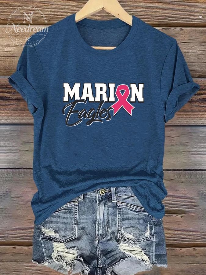 Women's Casual Breast Cancer Awareness Crew Neck Short Sleeve T-Shirt