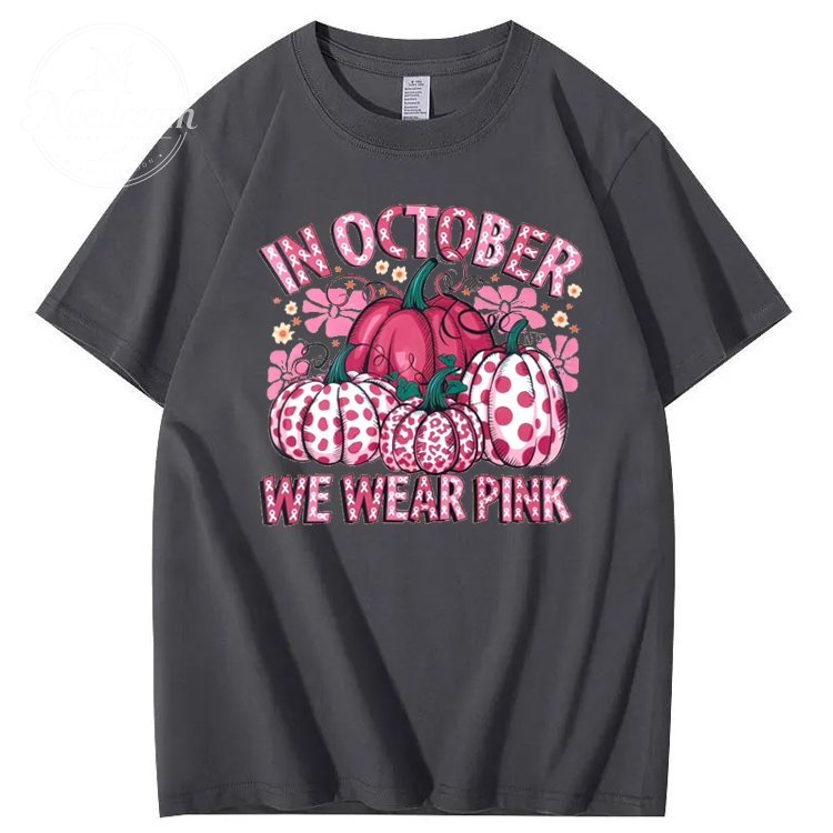 In October We Wear Pink Pattern100% Cotton T-Shirt
