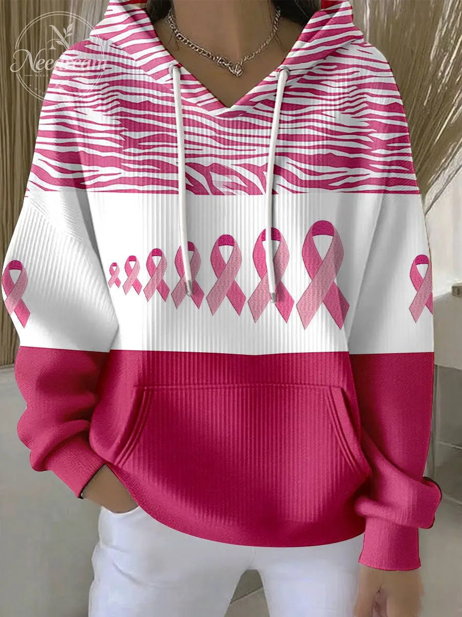 Women's Breast Cancer Awareness Print Casual Sweatshirt