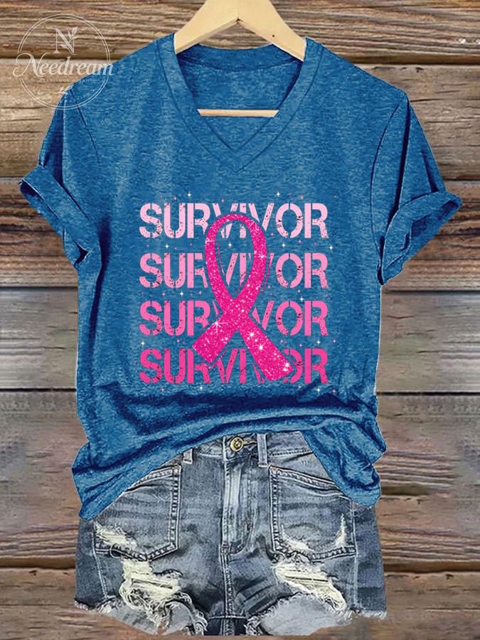 Women's Breast Cancer Printed Casual T-Shirt
