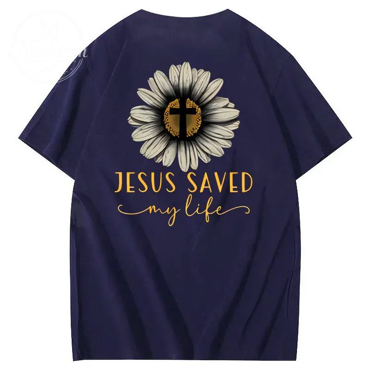 Jesus Saves My Life Pattern100% Cotton T-Shirt