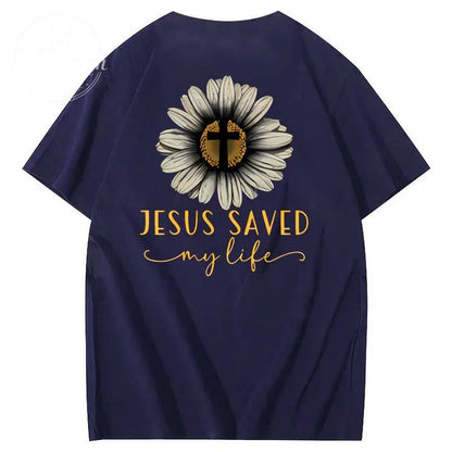Jesus Saves My Life Pattern100% Cotton T-Shirt